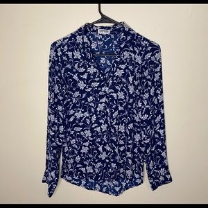Express blue and White Pasley Dress Shirt